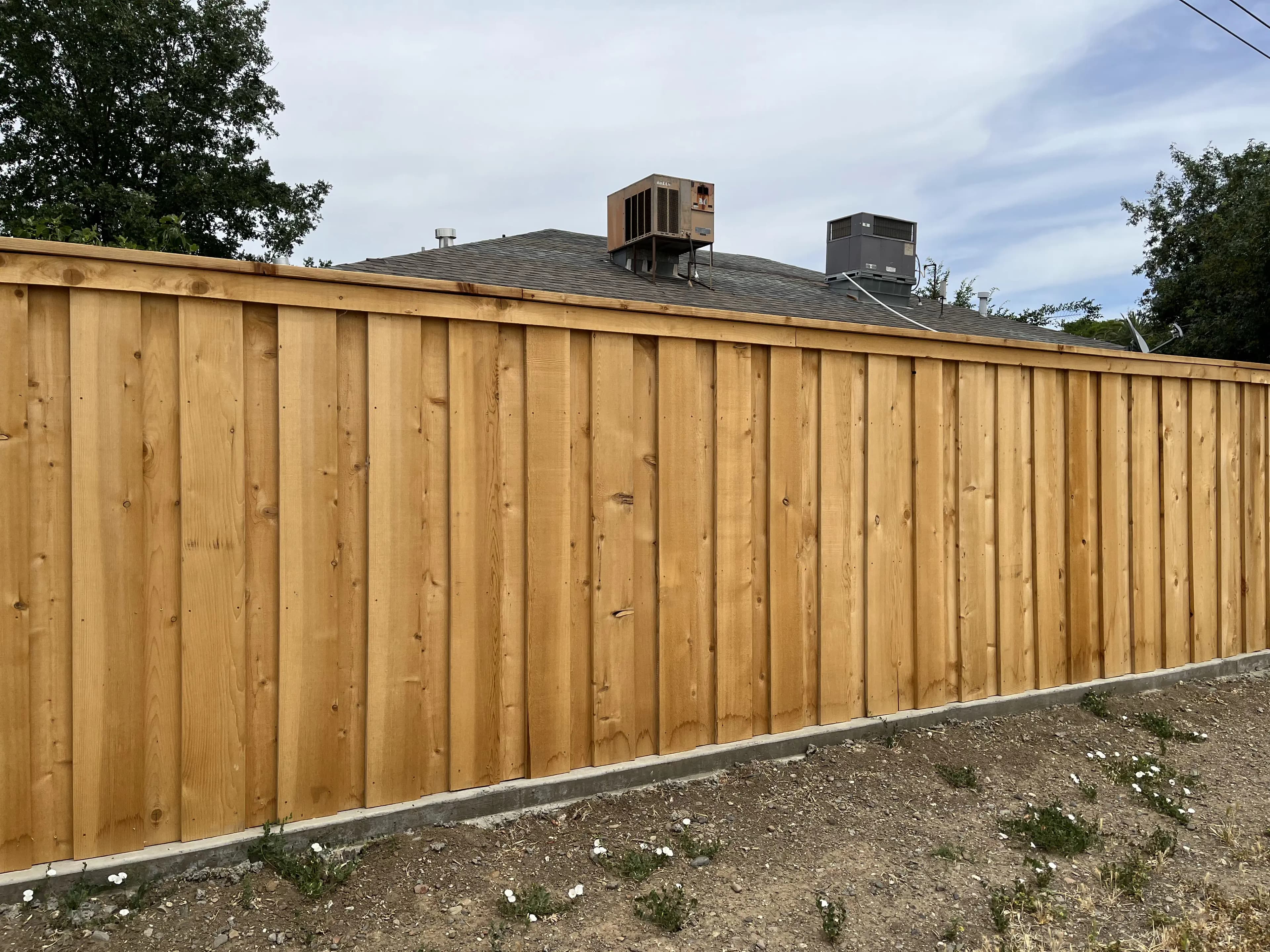 Tall wooden privacy fence providing seclusion for a backyard